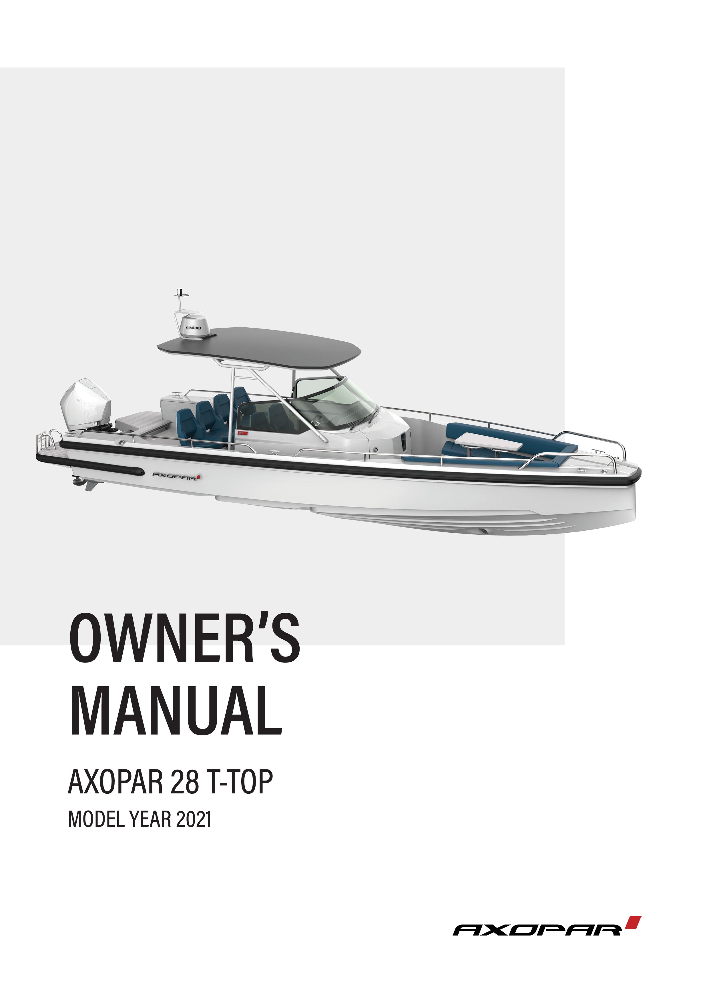 Axopar 28 T-Top MY2021 Owners Manual